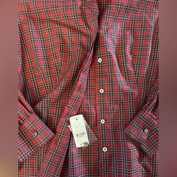 NWT Brooks Brothers Red Tartan Plaid Ruffle Blouse Size 8 (W76) - Picture 9 of 10